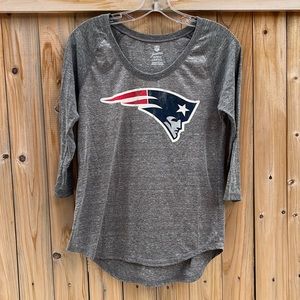 NFL Patriots 3/4 Sleeve Gray Logo Tee M
